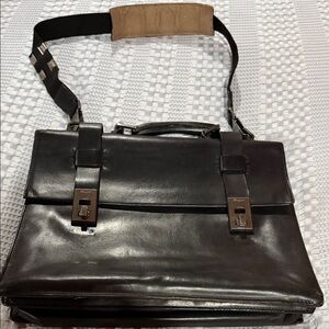 Black Leather unisex Bag